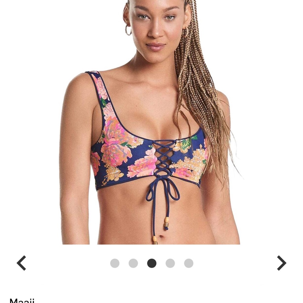 Maaji Floral Bikini Set - Navy and Pink Top + Bottom - Picture 4 of 6